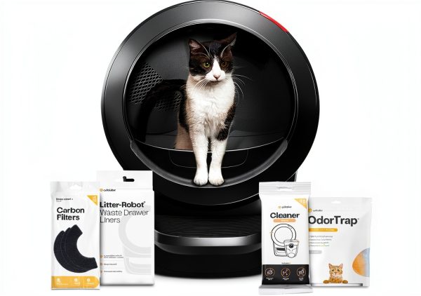 Litter-Robot 4 Supply Bundle by Whisker, Black - Automatic, Self-Cleaning Cat Litter Box, Includes Litter-Robot 4, 3 OdorTrap Refills, 10 Liners, 30 Cleaner Wipes, & 2 Carbon Filters-0