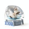 Open-Top Self Cleaning Litter Box, Automatic Cat Litter Box for Multiple Cats, APP Control, Safety Protection, Includes Trash Bags, White/Grey-1