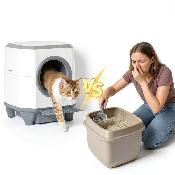 OROLEY Self Cleaning Litter Box, Large Capacity Automatic Cat Litter Box with APP Control, Safety Sensors, Built-in Deodorizing Scent Box, and 1 Roll Garbage Bags ，White-5