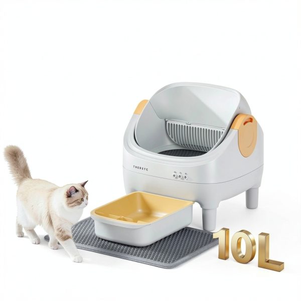 Self Cleaning Cat Litter Box Thereye Open-Top 10L Waste Bin-4