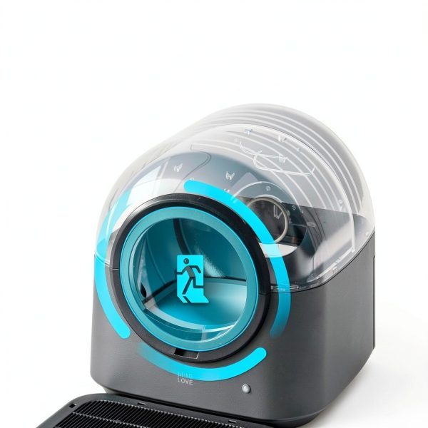 HHOLOVE TYPro Self Cleaning Cat Litter Box Automatic Hands-Free Smart Robot self Cleaning Cat Litter Box for Multiple Cats with APP Control Safe with Litter Mat Waste Bags and Deodorizer Dark Grey-5