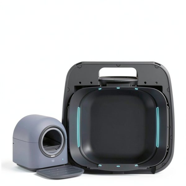 HHOLOVE TYPro Self Cleaning Cat Litter Box Automatic Hands-Free Smart Robot self Cleaning Cat Litter Box for Multiple Cats with APP Control Safe with Litter Mat Waste Bags and Deodorizer Dark Grey-6