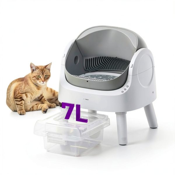 Self Cleaning Cat Litter Box PetPivot Open Top Grey AS12-4