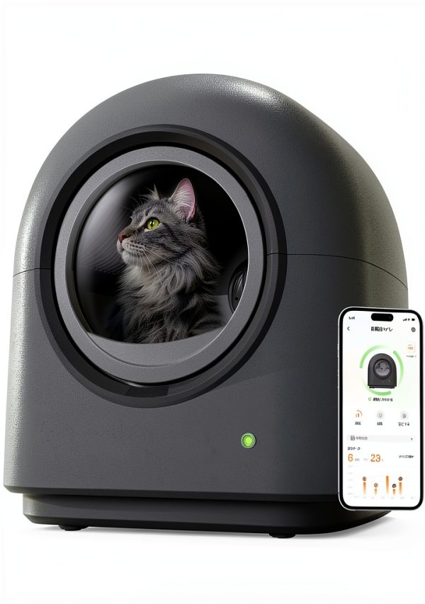 HHOLOVE TYPro Self Cleaning Cat Litter Box Automatic Hands-Free Smart Robot self Cleaning Cat Litter Box for Multiple Cats with APP Control Safe with Litter Mat Waste Bags and Deodorizer Dark Grey-0