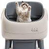 Open-Top Self Cleaning Litter Box, Automatic Cat Litter Box for Multiple Cats, APP Control, Safety Protection, Includes Trash Bags, White/Grey-0