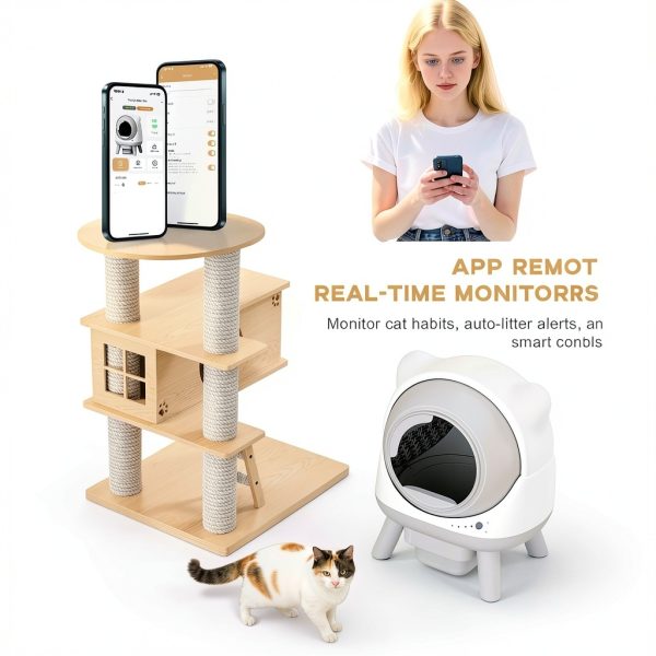 Hands Free Automatic Cat Litter Box Greesum Large with App Control-2