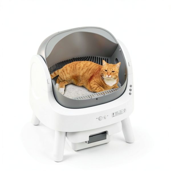 Self Cleaning Cat Litter Box PetPivot Open Top Grey AS12-1
