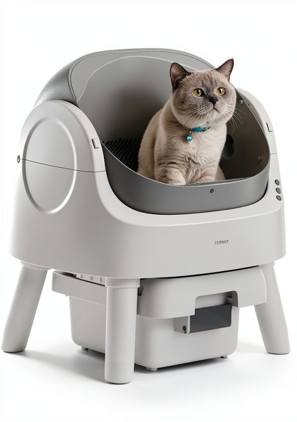 Self Cleaning Cat Litter Box PetPivot Open Top Grey AS12-0